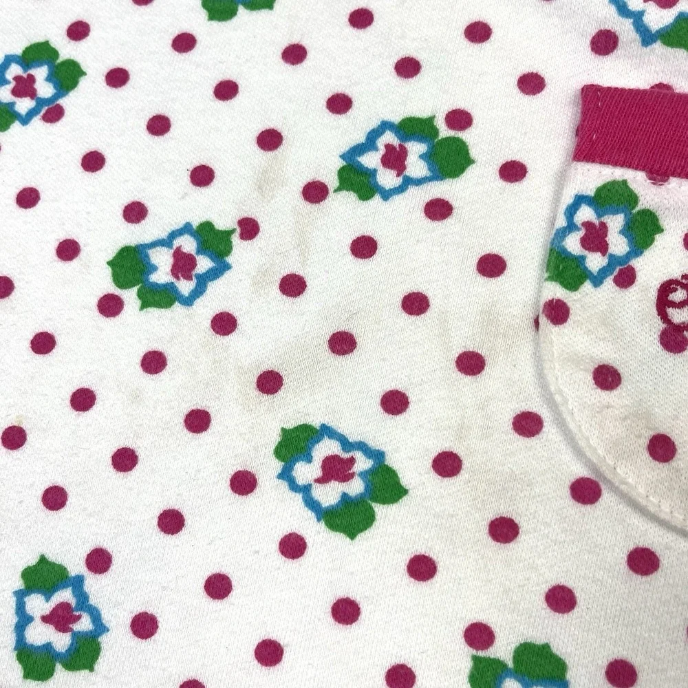 Vintage 90s Oshkosh Bgosh Floral Polka Dot Shirt Pink White USA Made Girls 4T